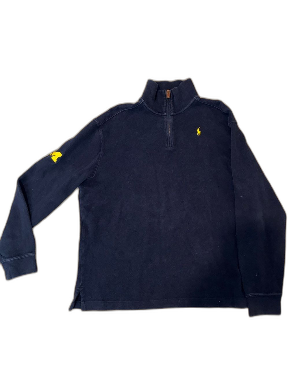 Polo Ralph Lauren Quarter Zip Sweatshirt Large Navy Michigan